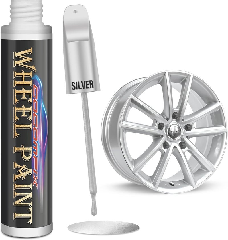 cocomfix Silver Wheel Touch Up Paint, Chrome Rim Paint for Curb Rash, Wheel Scratch Repair Kit for Chrome, Alloy, Aluminum, Enamel, Universal Silver Automotive Touch Up Paint Pen (1 fl oz) - Image 1